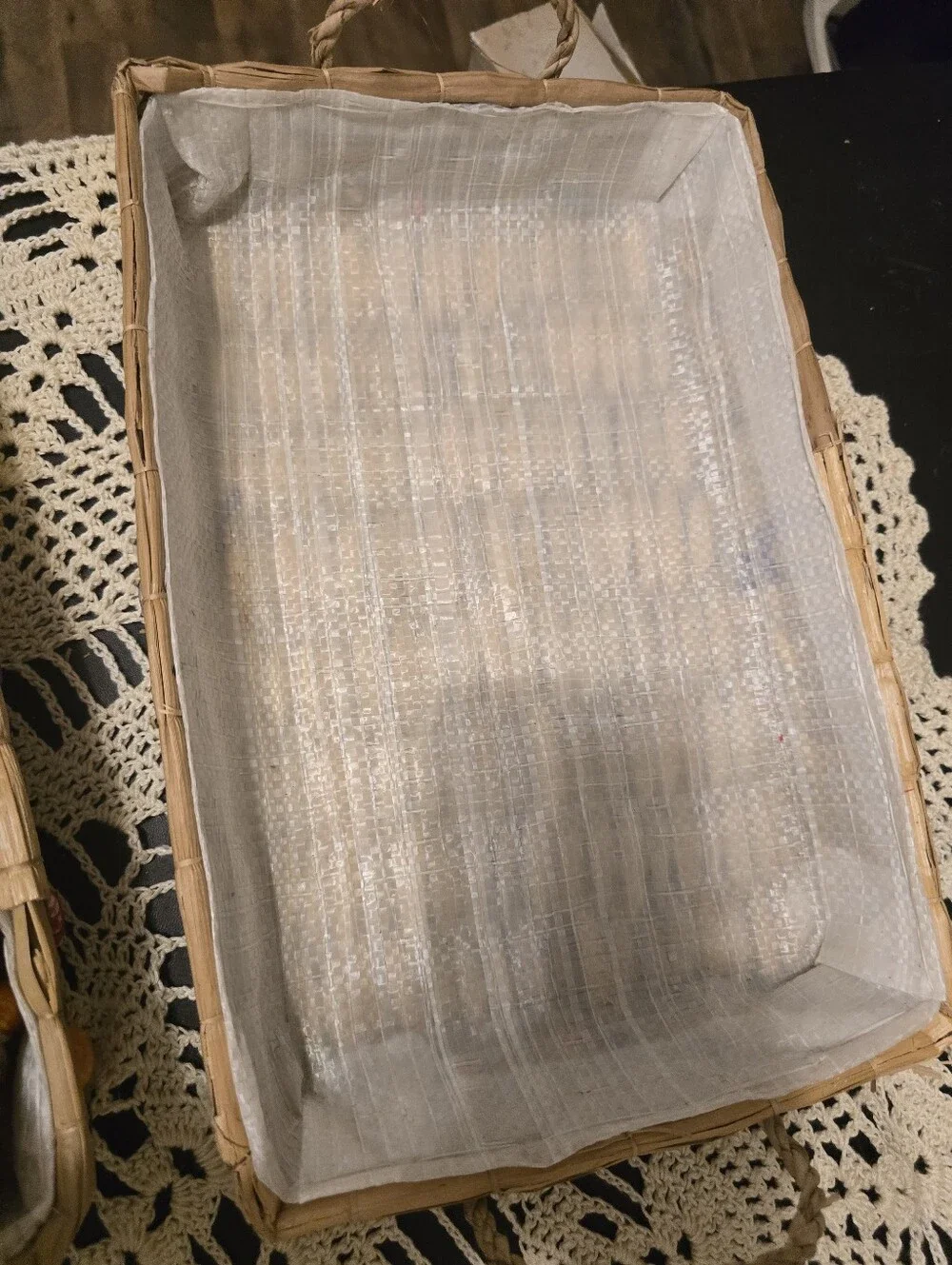 Vintage Nesting Straw Casserole Carrier Basket 3pc